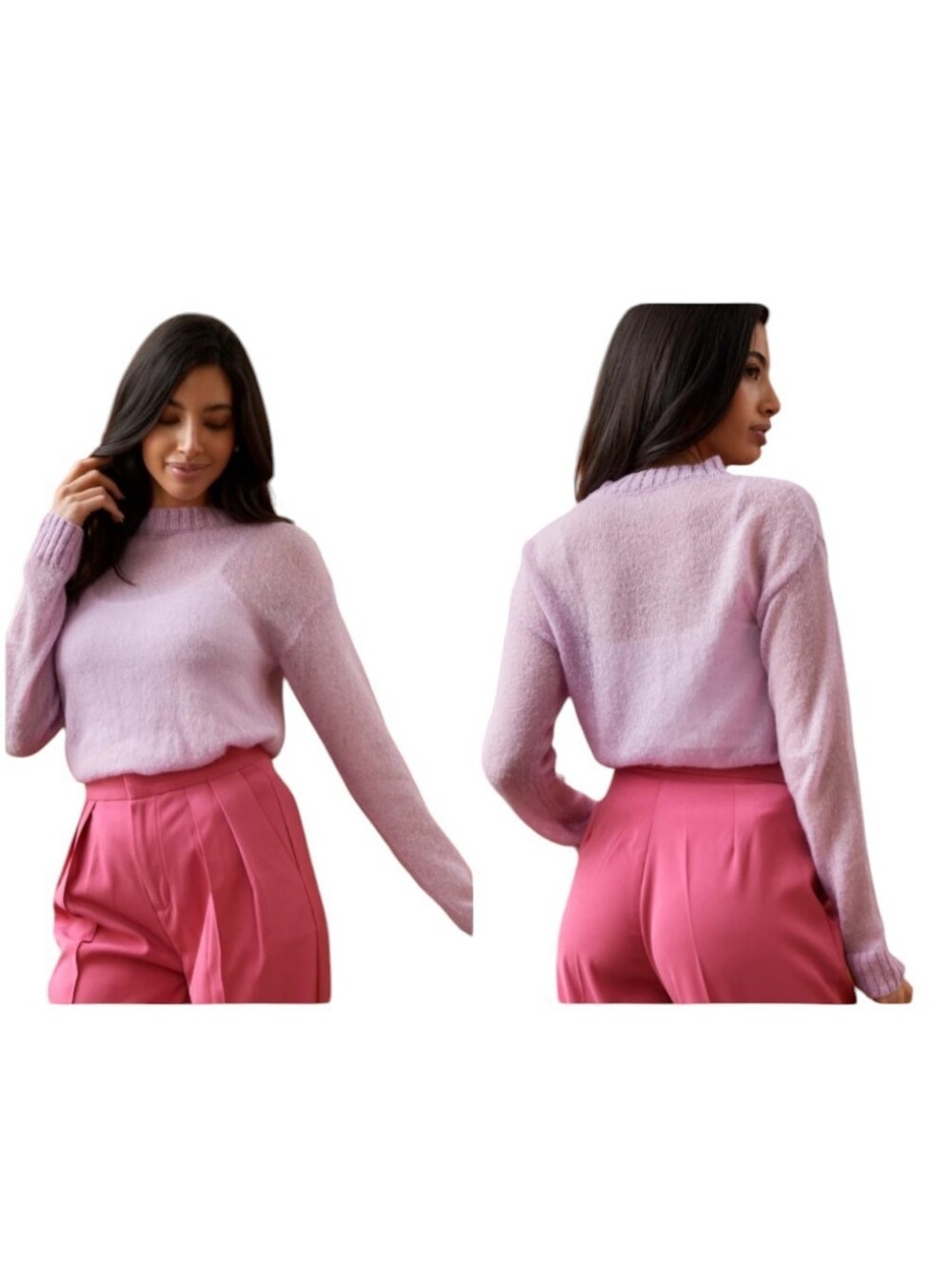 Nuzzle Los Angeles Alpaca Merino Wool Light Knit Sweater Lavender Purple M